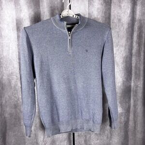 Benetti Luxury Errol Qtr‎ Zip Silver Blue Cotton Sweater 2XL